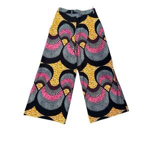 RRD NEW Olivia African Wide Leg Crop Pants Size 2 Gold Black Pink